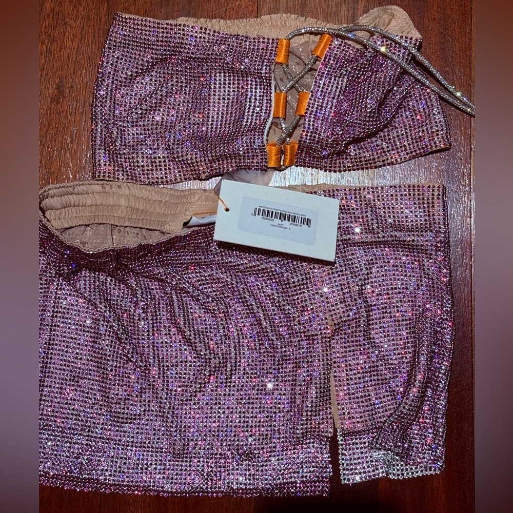 Poster Girl Crystallized Micro Skirt pink “cosmo” sequin set - xs/s - NWT